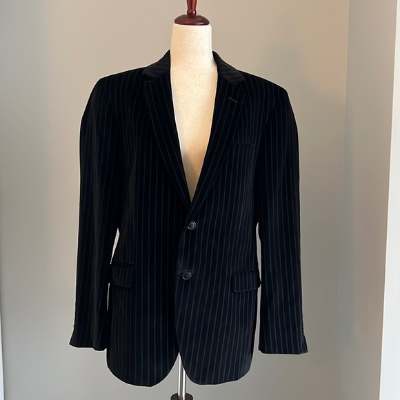 Theory Suits & Blazers Mens Theory Black Velvet Blazer With Pinstripes Size 42 R Made In